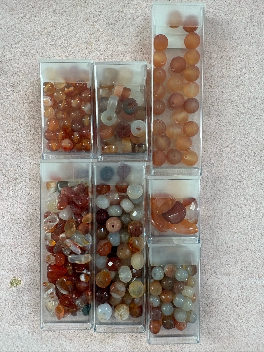 "Carnelian" Double Gemstone Beads of the month club lot of 7 bead tubes